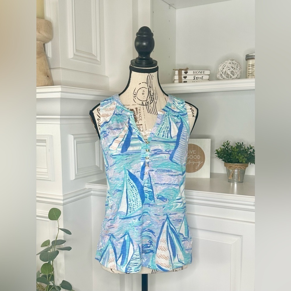 Lilly Pulitzer Essie Aboat Time Tank Top in Light Lilac Verbena Size XS